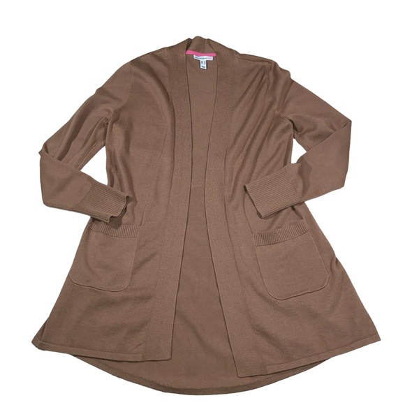 Isaac Mizrahi Brown Open Cardigan Sweater Sleeveless Top - Women’s Small 2PC - Picture 3 of 16